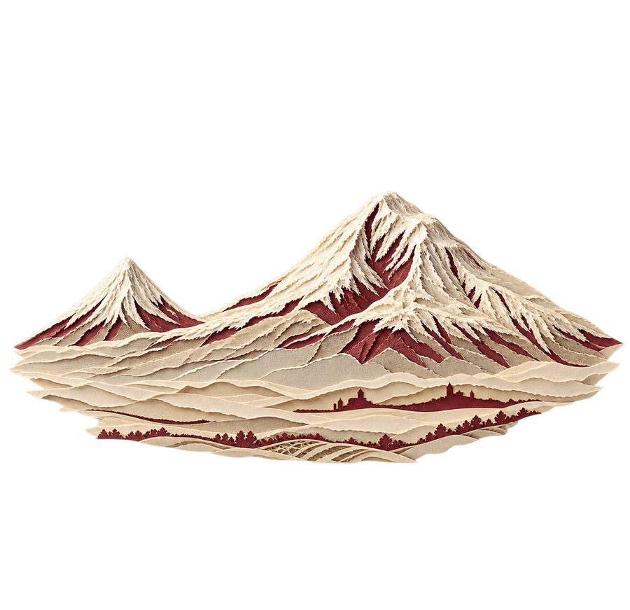 Layered papercut of Mount Ararat with Yerevan at its feet